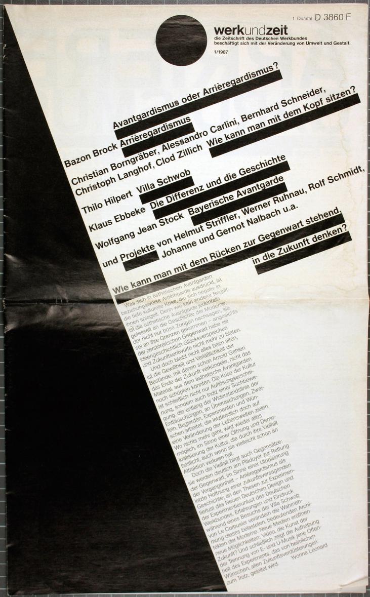 Werk und Zeit 1/1987, Bild: Titelseite.