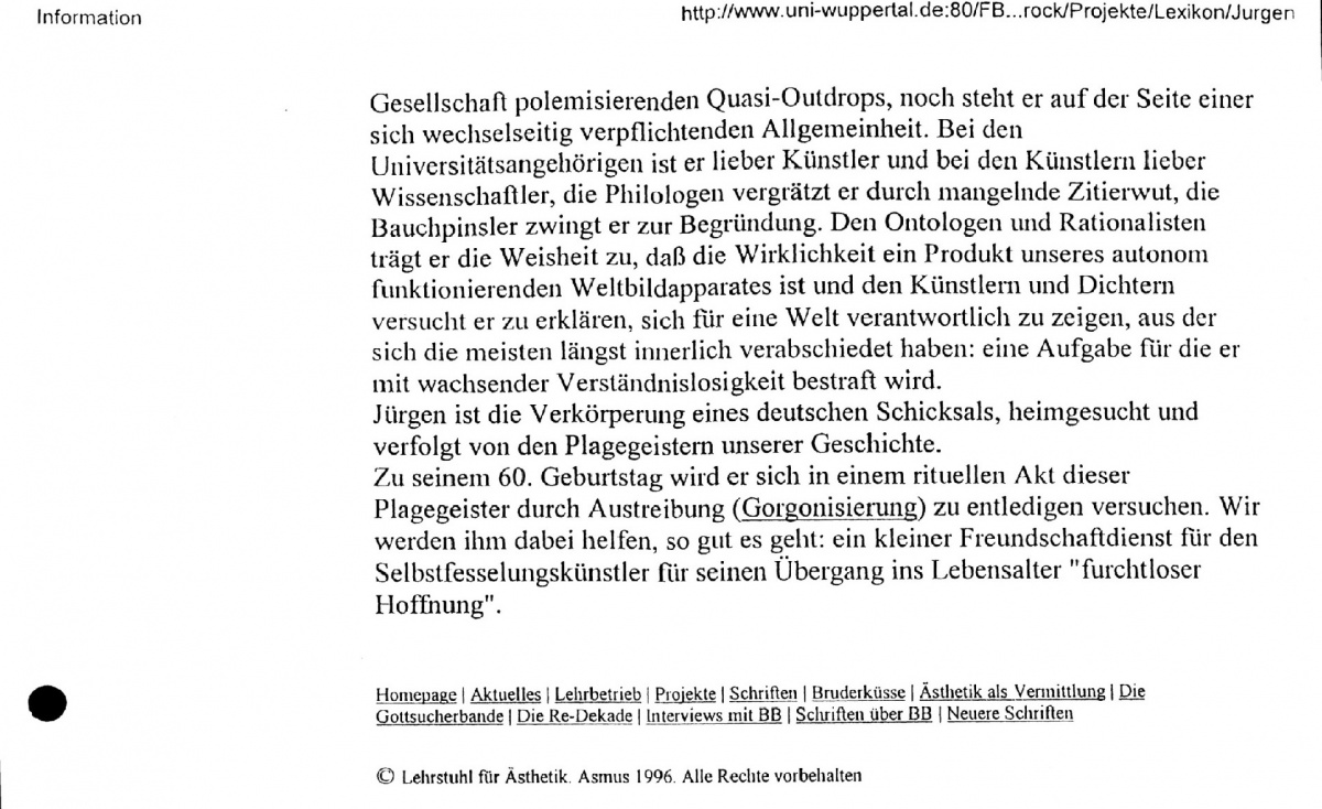 Internetseite Uni Wuppertal, Bild: Jürgen Brock
Text unten.