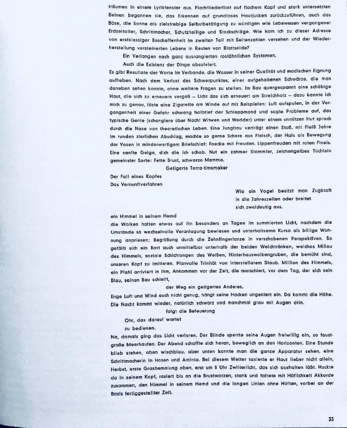 ein glänzendes alleinsein, S.33 movens, Bild: Publikation movens. Dokumente und Analysen zur Dichtung, bildenden Kunst, Musik, Architektur, 1960.