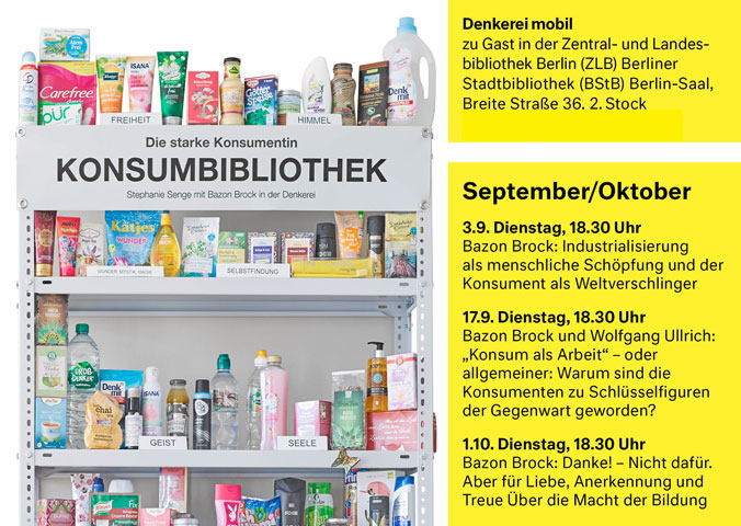 Denkerei mobil in der ZLB Berlin, Bild: Sept./Okt. 2019. Foto + Gestaltung: QART.
