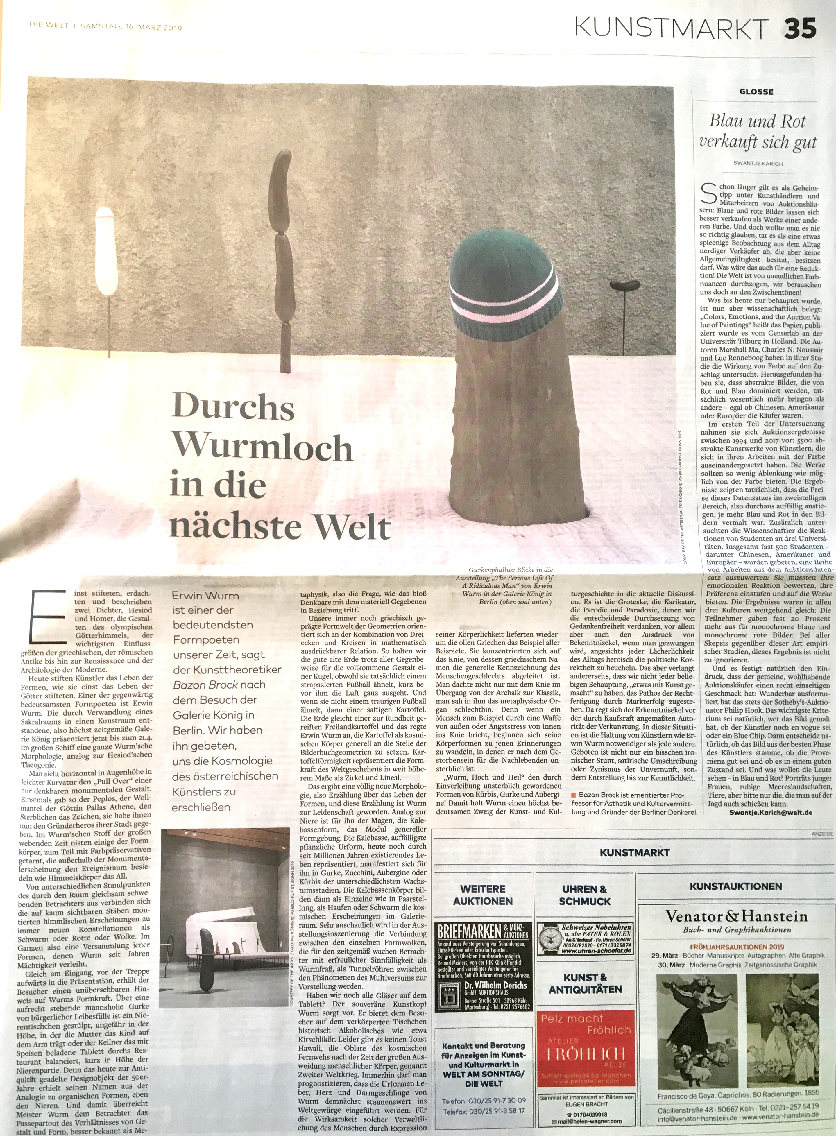 Durchs Wurmloch in die nächste Welt, Bild: Die Welt, 16.03.2019.