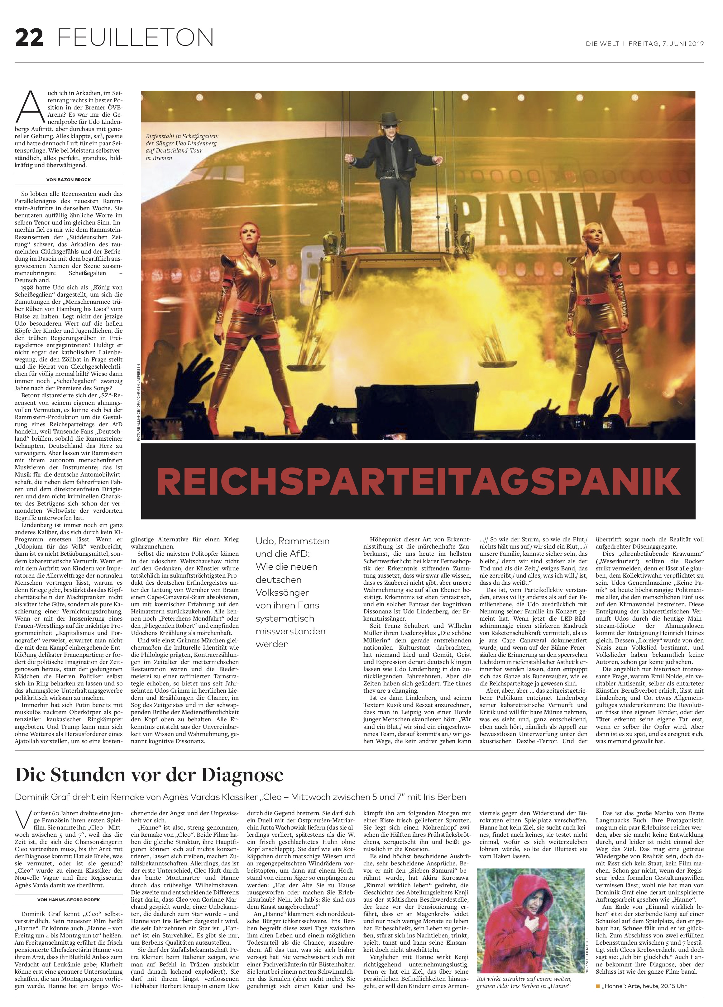 Reichsparteitagspanik, Bild: Die Welt, 07.06.2019.