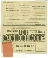 Plakat zur Hamburger Linie von Bazon Brock und Friedensreich Hundertwasser mit angehängtem Textleporello, 1959